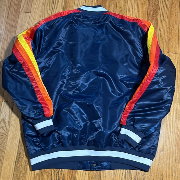 Starter Black Label G-111 Houston Astros Blue Satin Mens Bomber XXL Jacket - Picture 5 of 10
